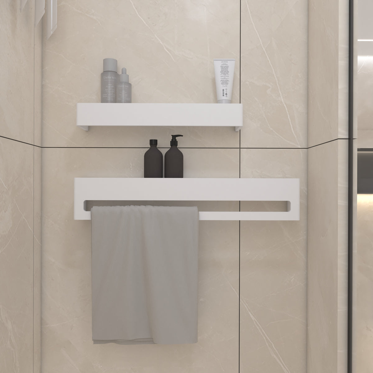 Janus Étagère en Corian® avec Porte-Serviettes
