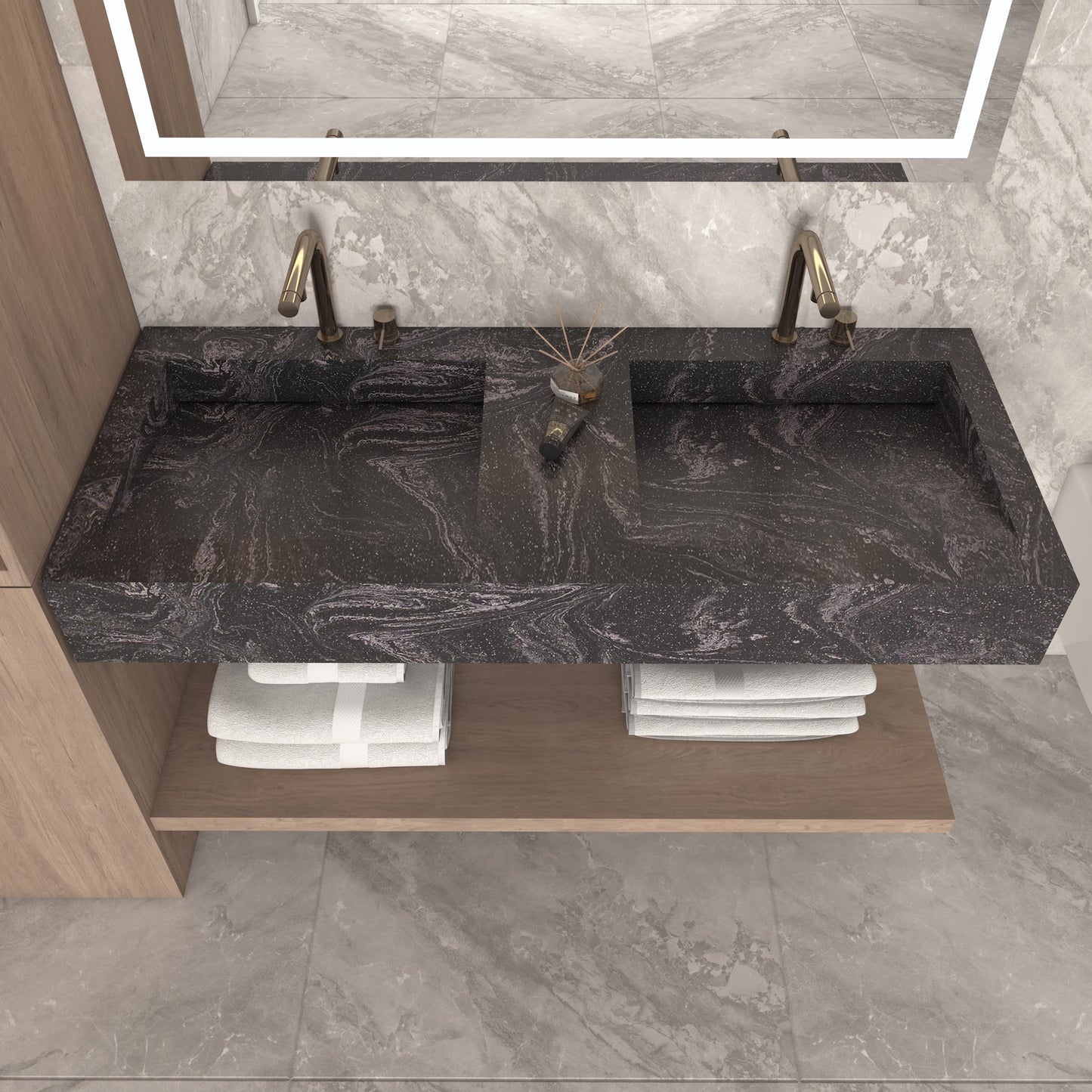 Fortuna Prestige Edge - Vasque Double Suspendue en Corian®
