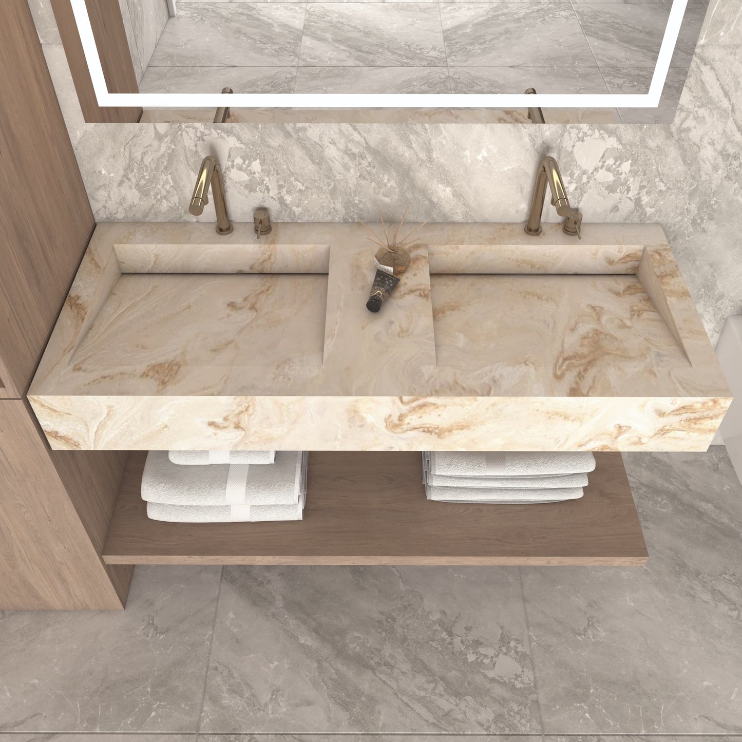 Fortuna Prestige Edge - Vasque Double Suspendue en Corian®