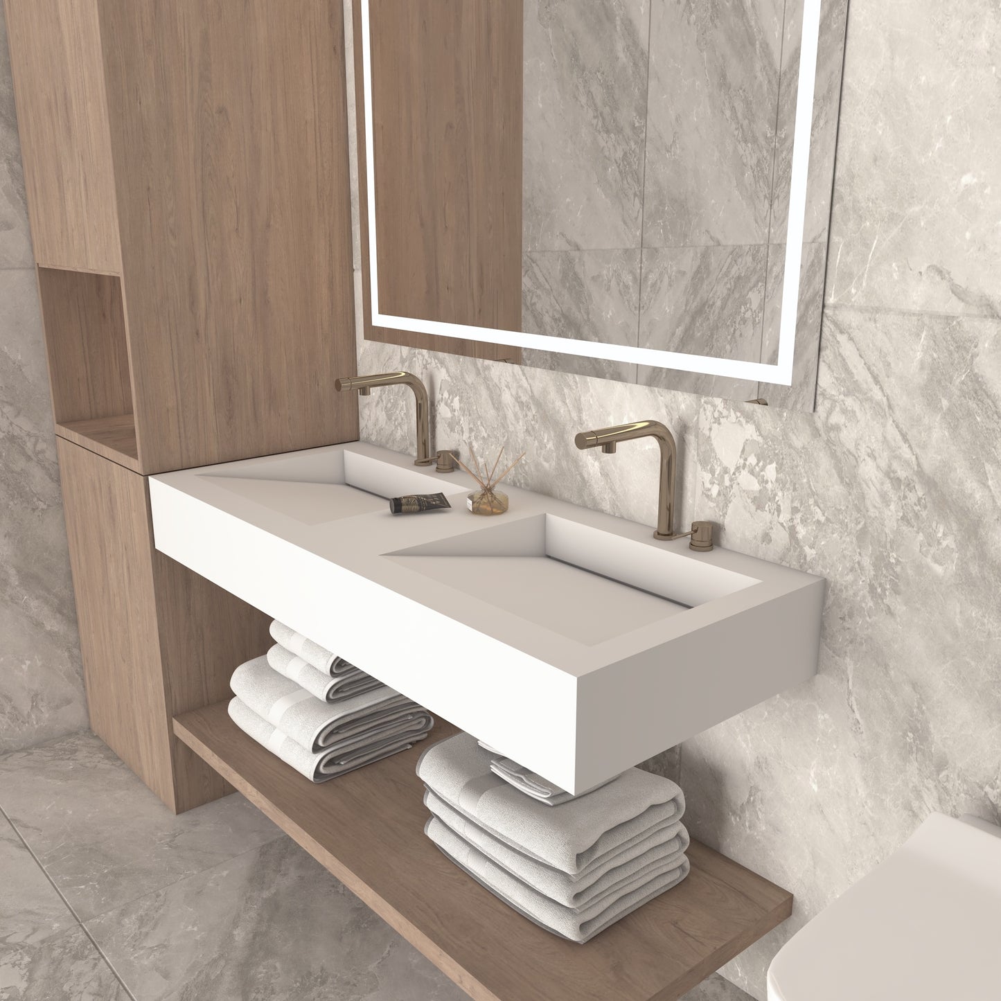Fortuna Prestige Edge - Vasque Double Suspendue en Corian®
