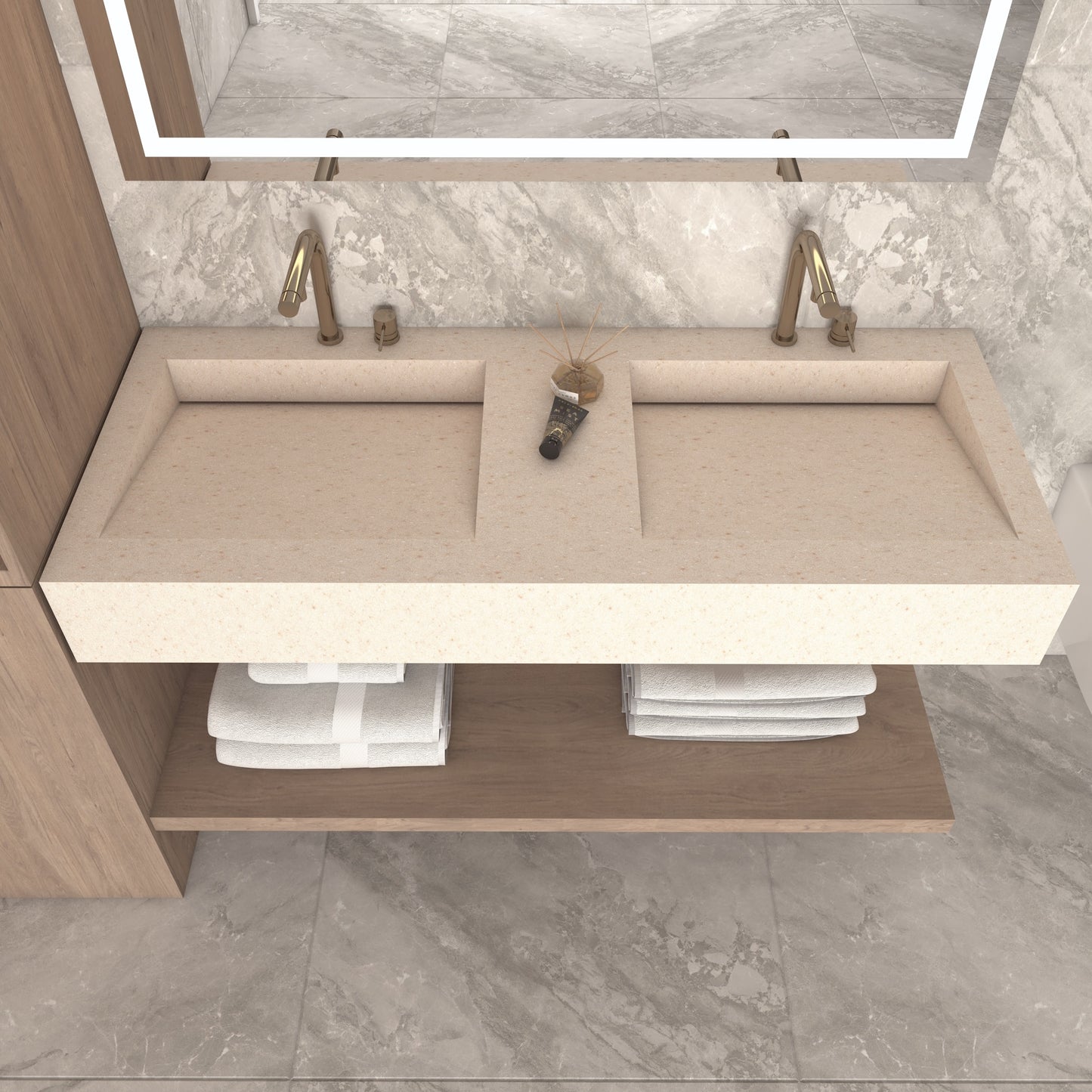 Fortuna Prestige Edge - Vasque Double Suspendue en Corian®
