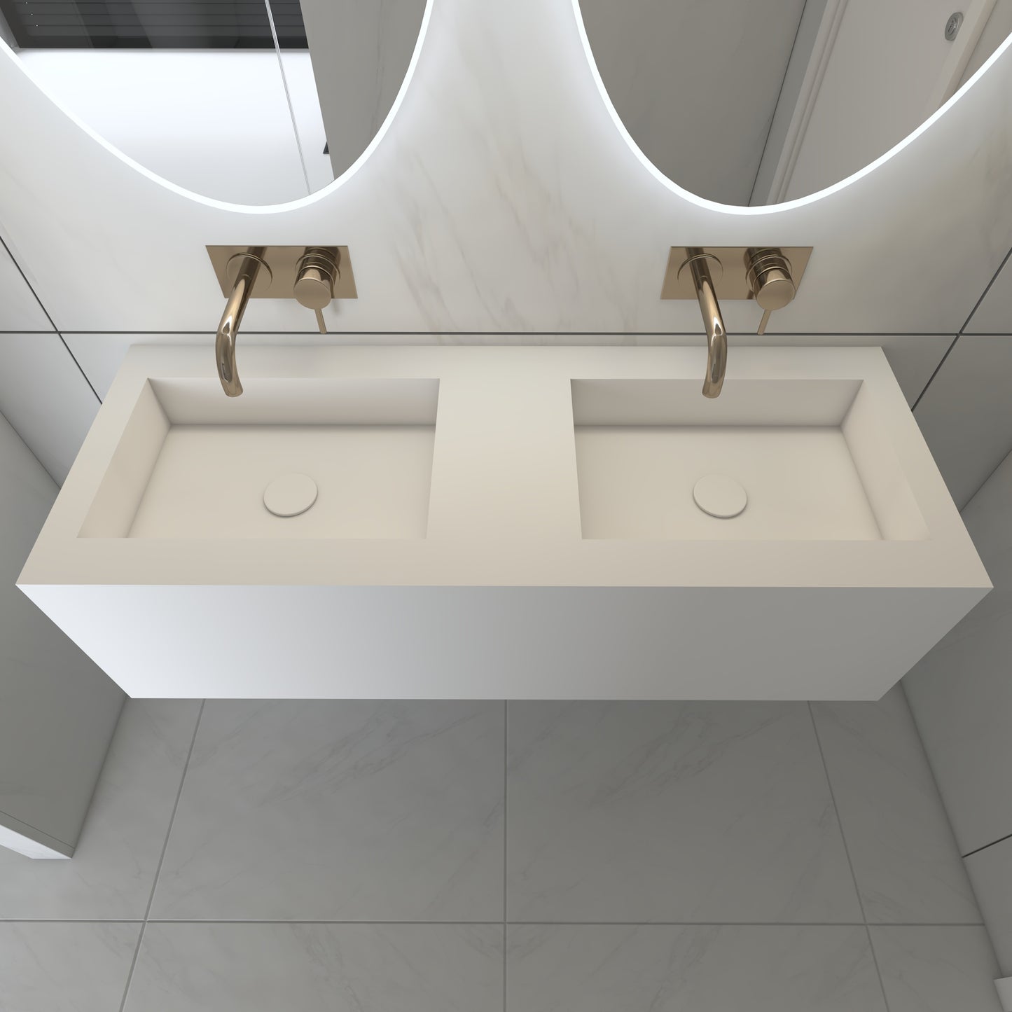 Juno Prestige Deep - Lavatório Duplo Suspenso em Corian®
