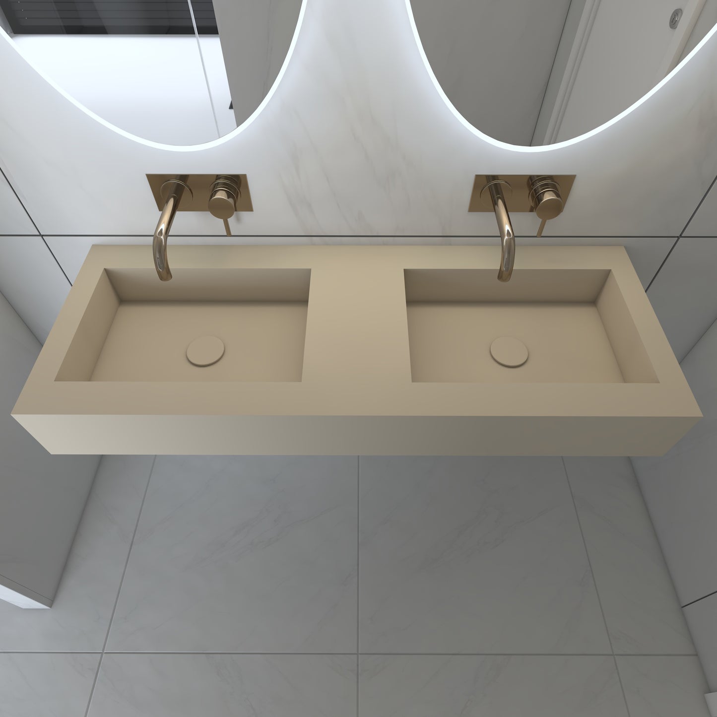 Juno Prestige Edge - Lavatório Duplo Suspenso em Corian®