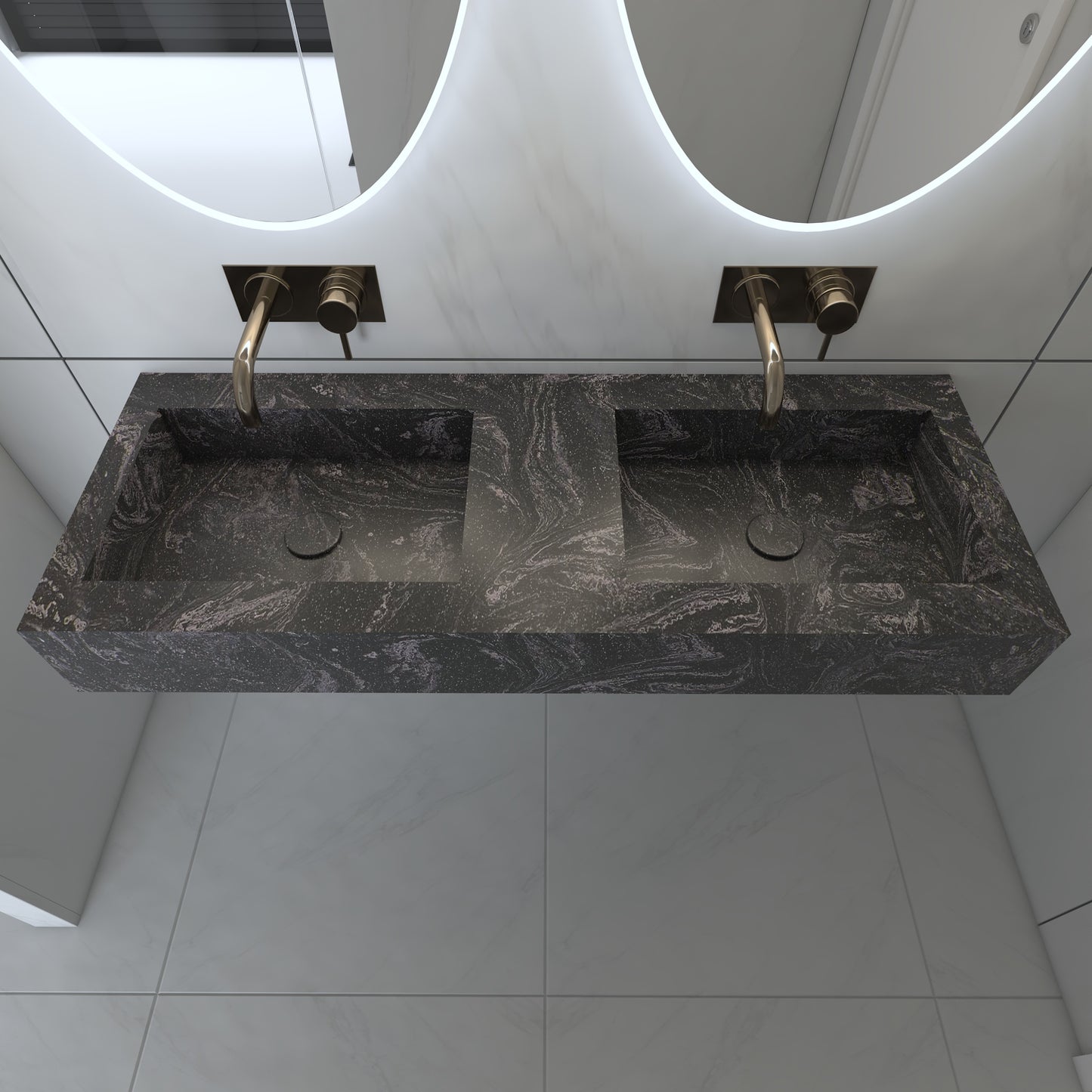 Juno Prestige Edge - Lavatório Duplo Suspenso em Corian®