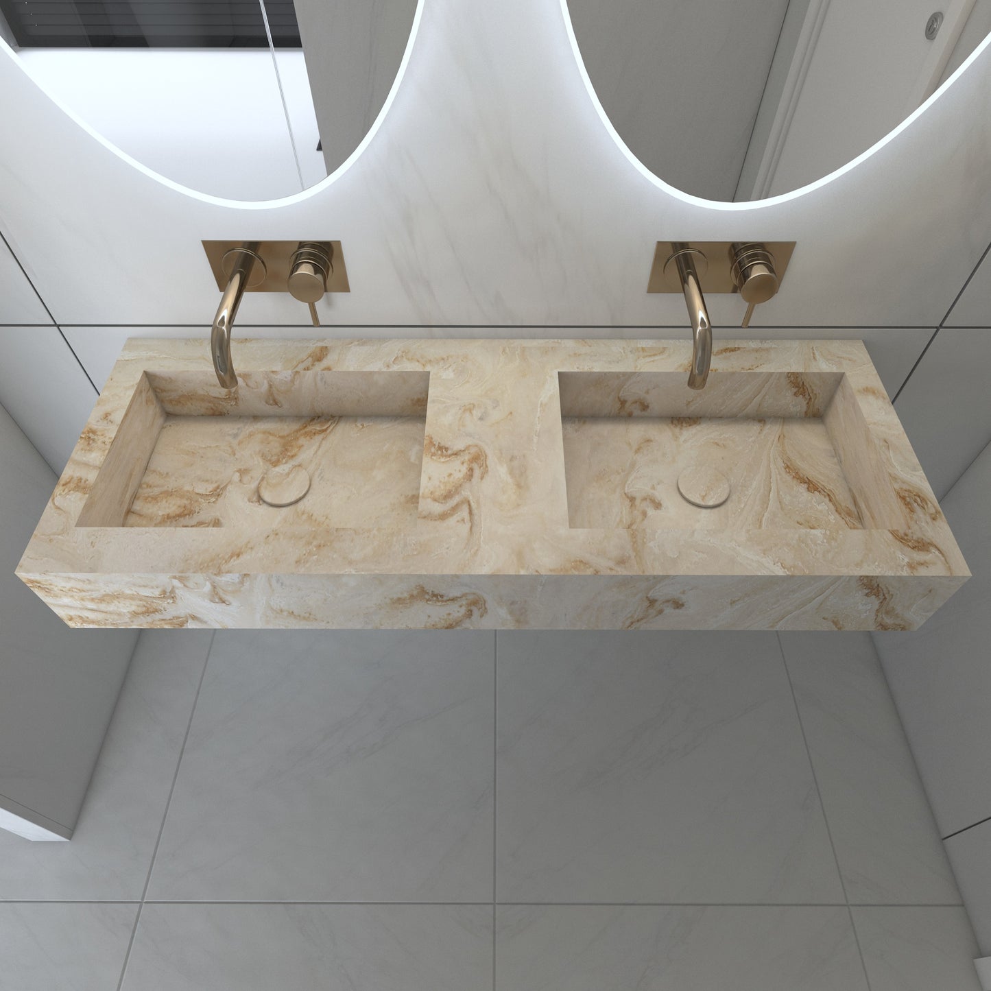 Juno Prestige Edge - Lavatório Duplo Suspenso em Corian®