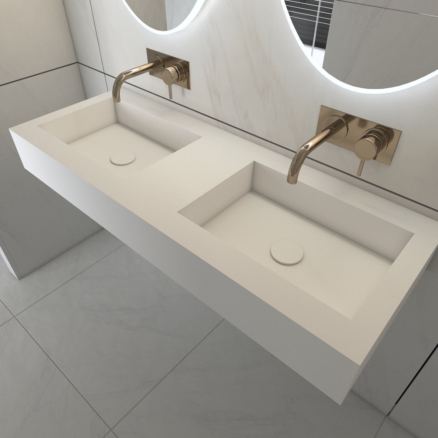 Juno Prestige Edge - Lavatório Duplo Suspenso em Corian®