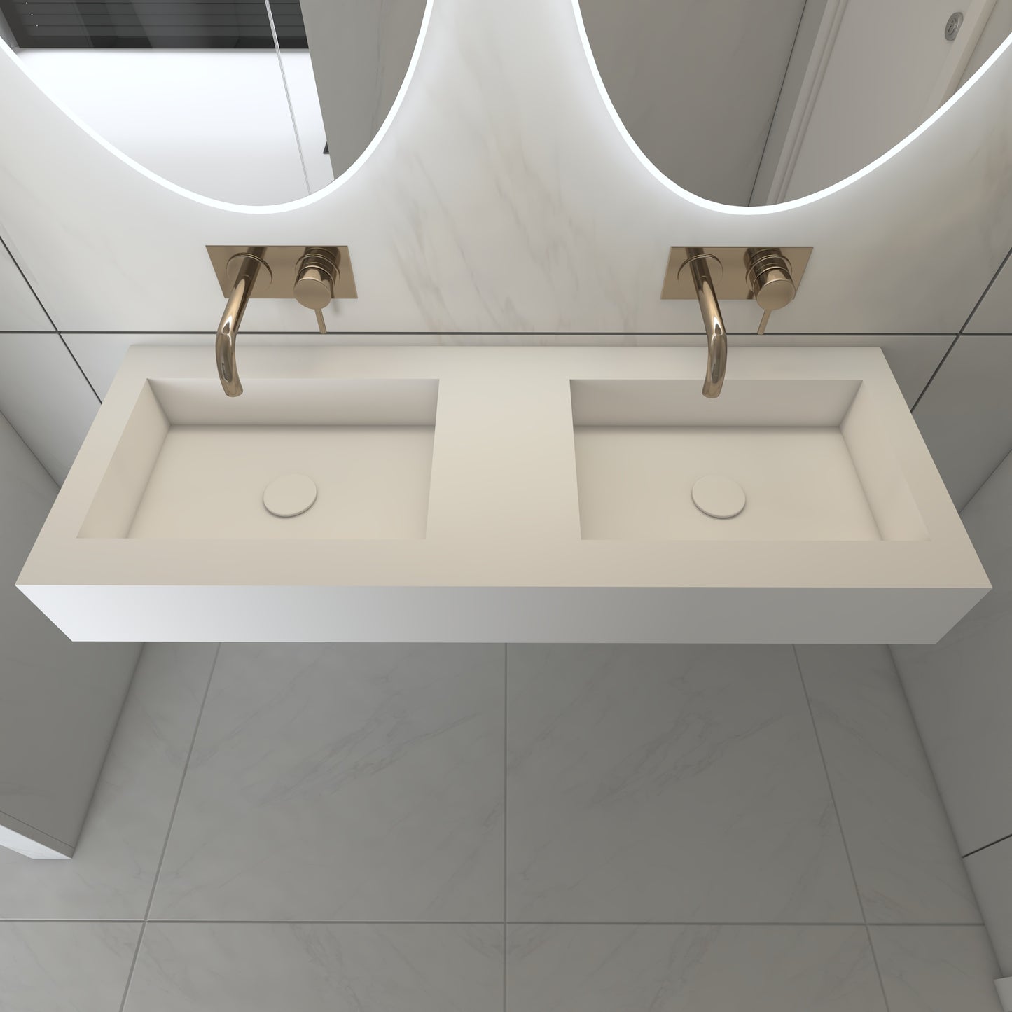 Juno Prestige Edge - Lavatório Duplo Suspenso em Corian®