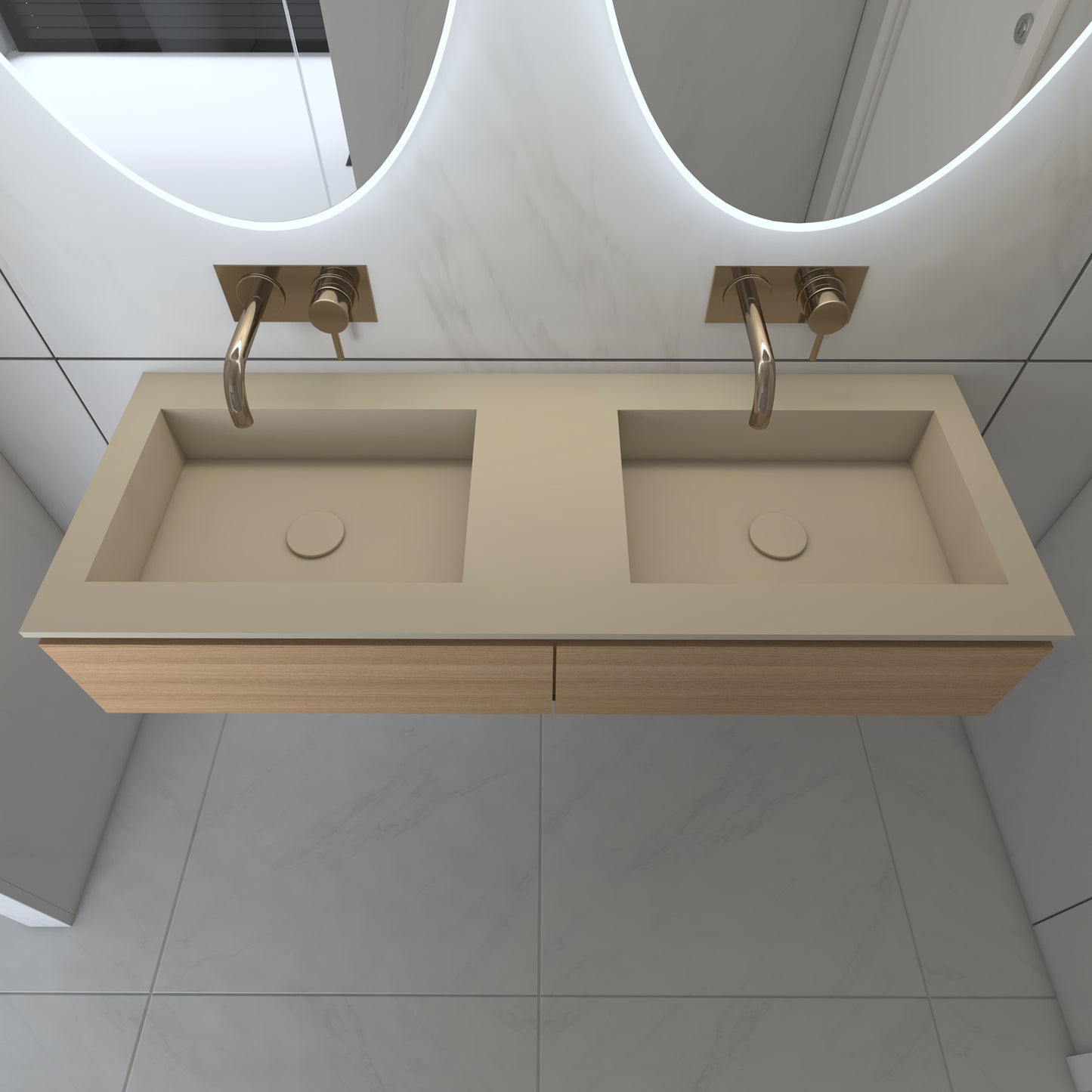 Juno Prestige - Lavatório Duplo de Encastre em Corian®