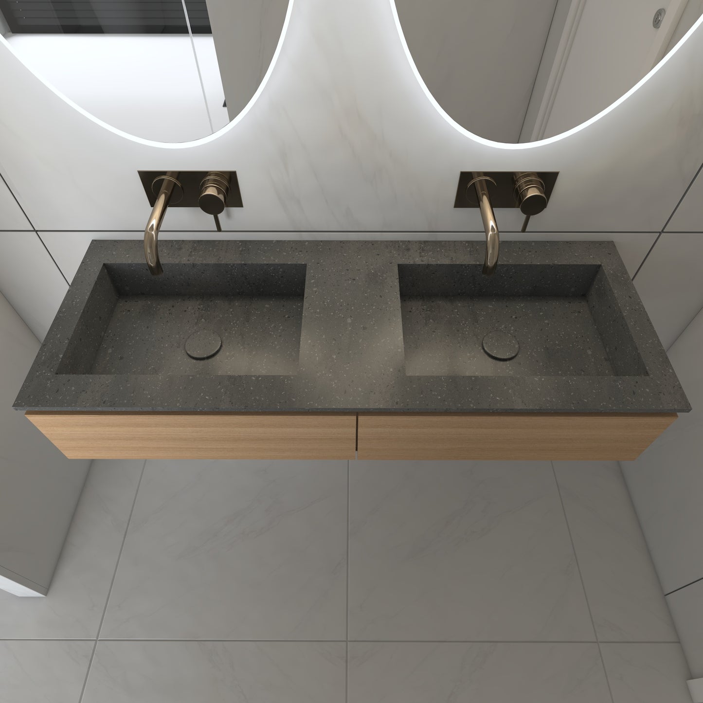 Juno Prestige - Lavatório Duplo de Encastre em Corian®