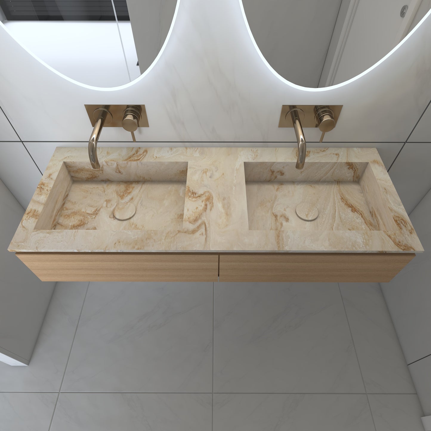 Juno Prestige - Lavatório Duplo de Encastre em Corian®