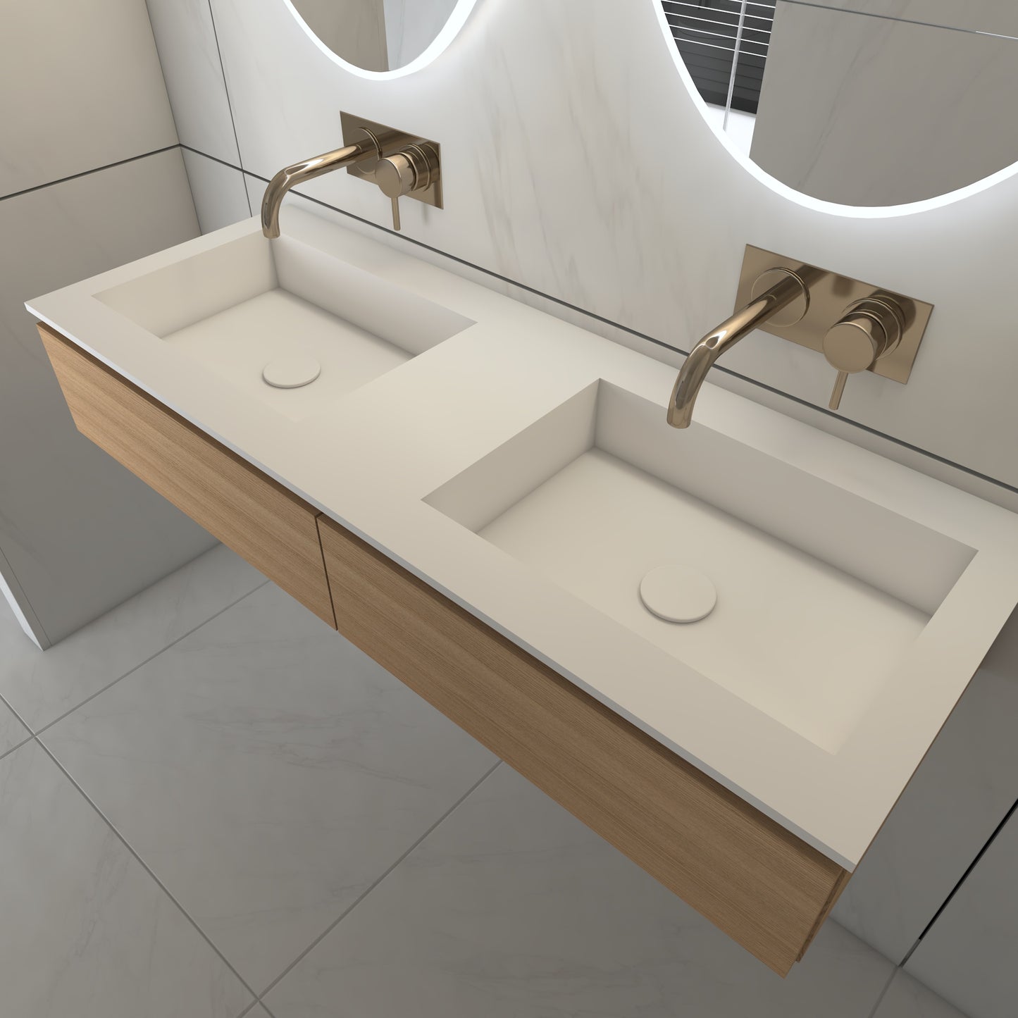 Juno Prestige - Lavatório Duplo de Encastre em Corian®