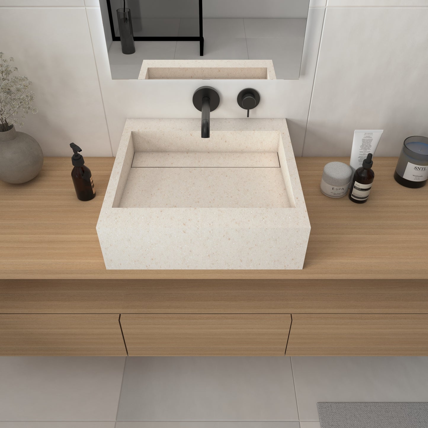 Júpiter Essence Edge - Lavatório Suspenso | Tamanho Mini em Corian®