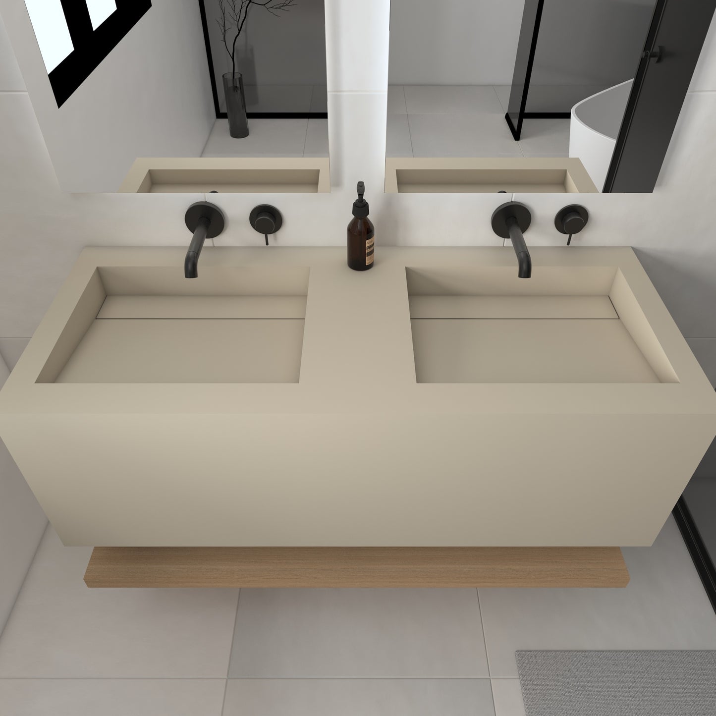 Júpiter Prestige Deep - Lavatório Duplo Suspenso em Corian®