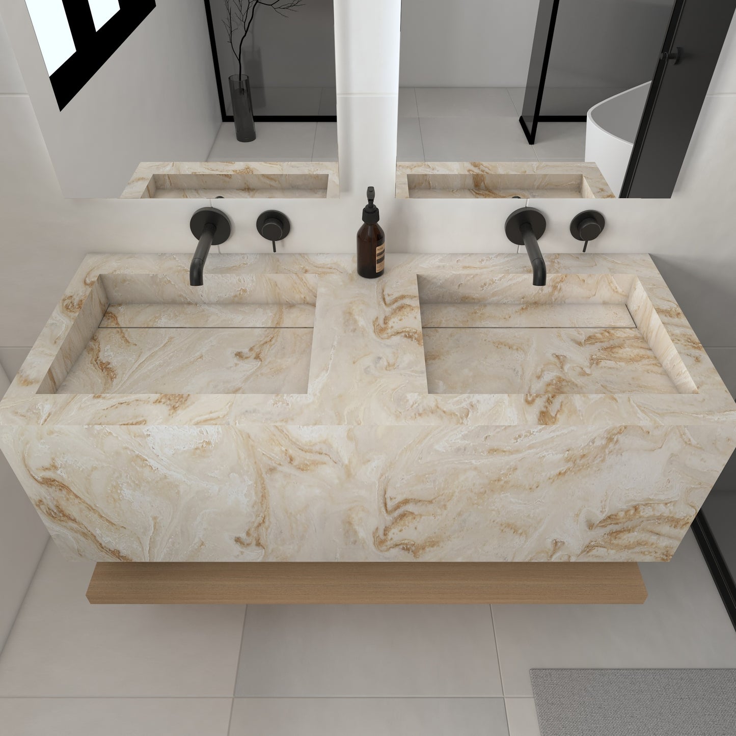 Júpiter Prestige Deep - Lavatório Duplo Suspenso em Corian®
