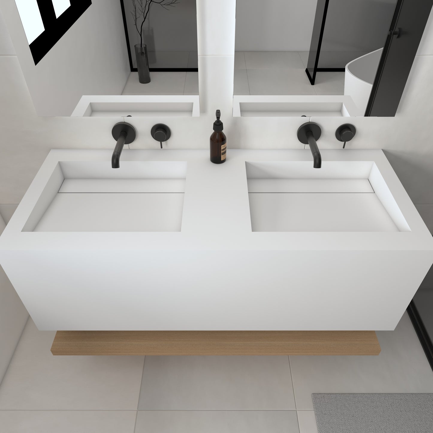 Júpiter Prestige Deep - Lavatório Duplo Suspenso em Corian®