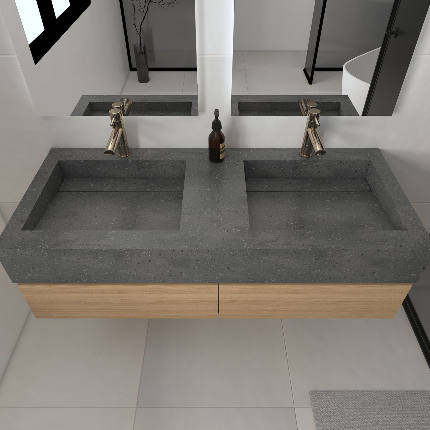 Júpiter Prestige Edge - Lavatório Duplo Suspenso em Corian®