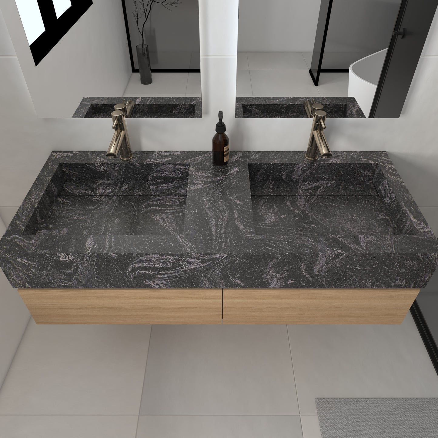 Júpiter Prestige Edge - Lavatório Duplo Suspenso em Corian®