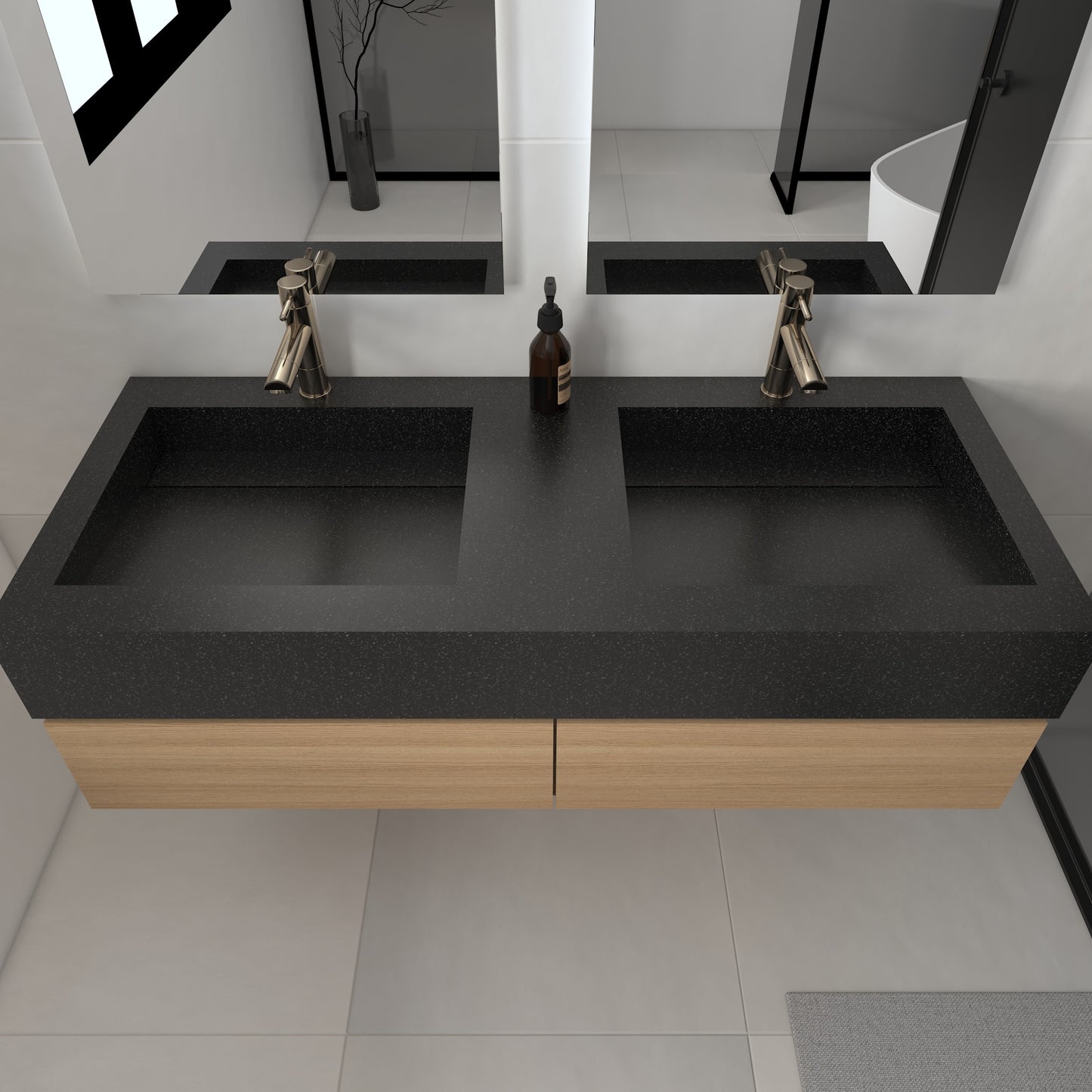 Júpiter Prestige Edge - Lavatório Duplo Suspenso em Corian®