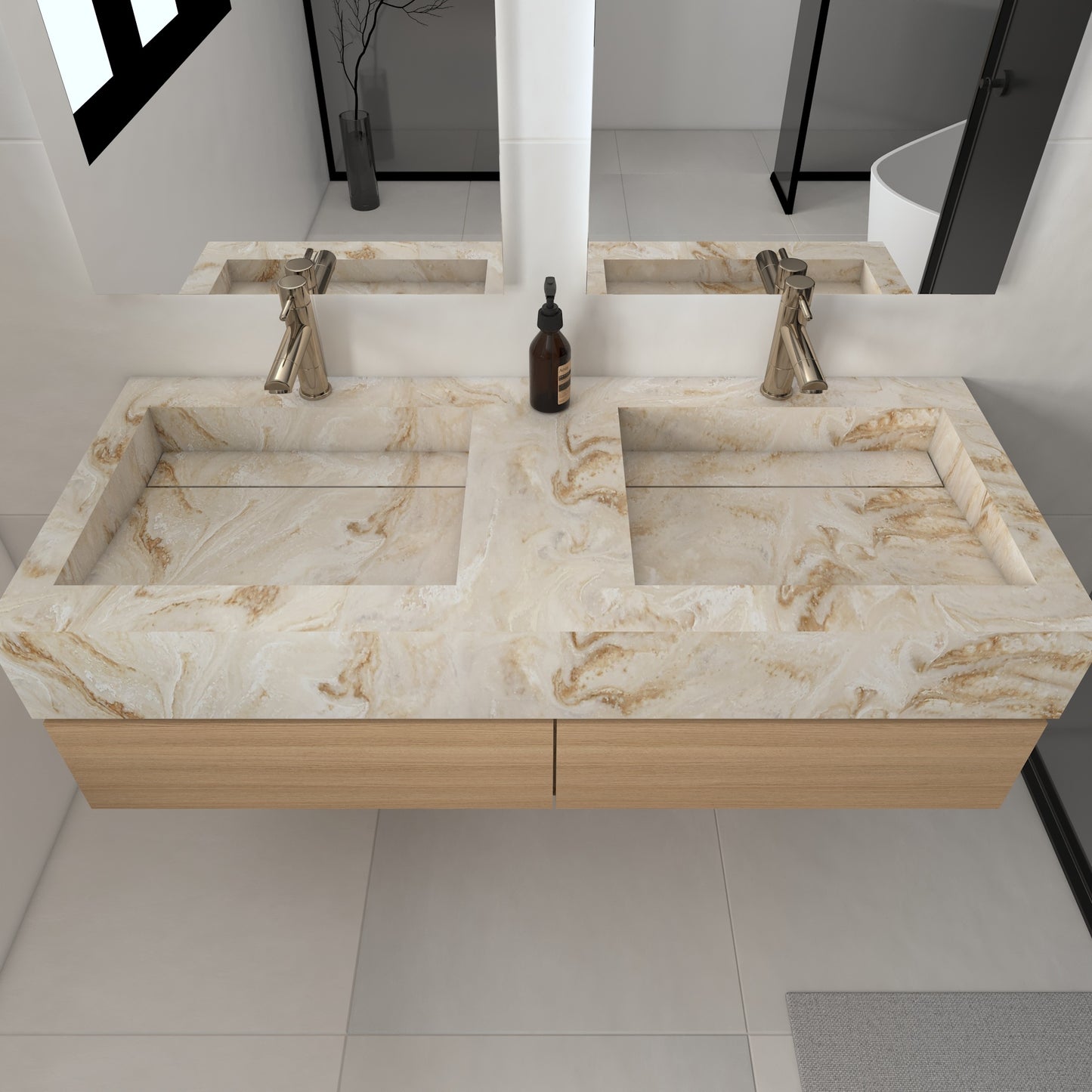 Júpiter Prestige Edge - Lavatório Duplo Suspenso em Corian®