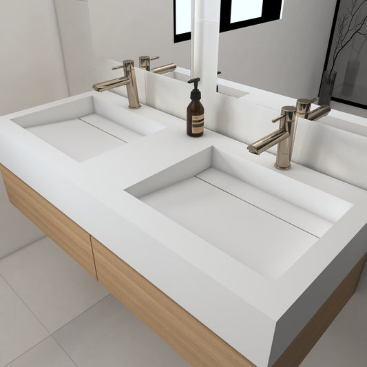 Júpiter Prestige Edge - Lavatório Duplo Suspenso em Corian®