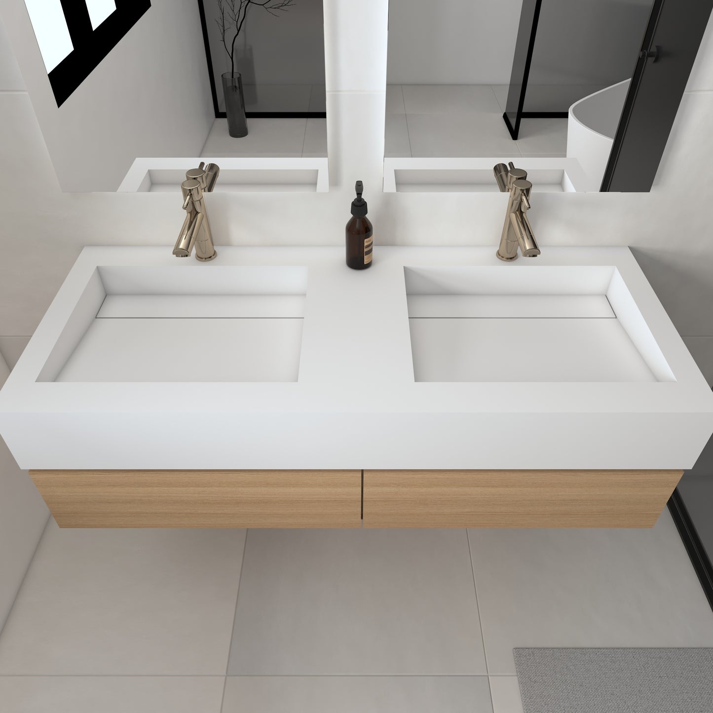 Júpiter Prestige Edge - Lavatório Duplo Suspenso em Corian®