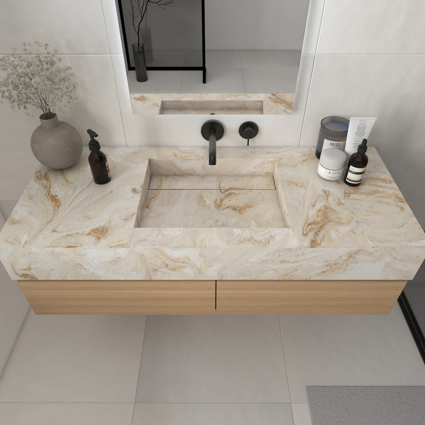 Júpiter Prestige Edge - Lavatório Simples Suspenso em Corian®