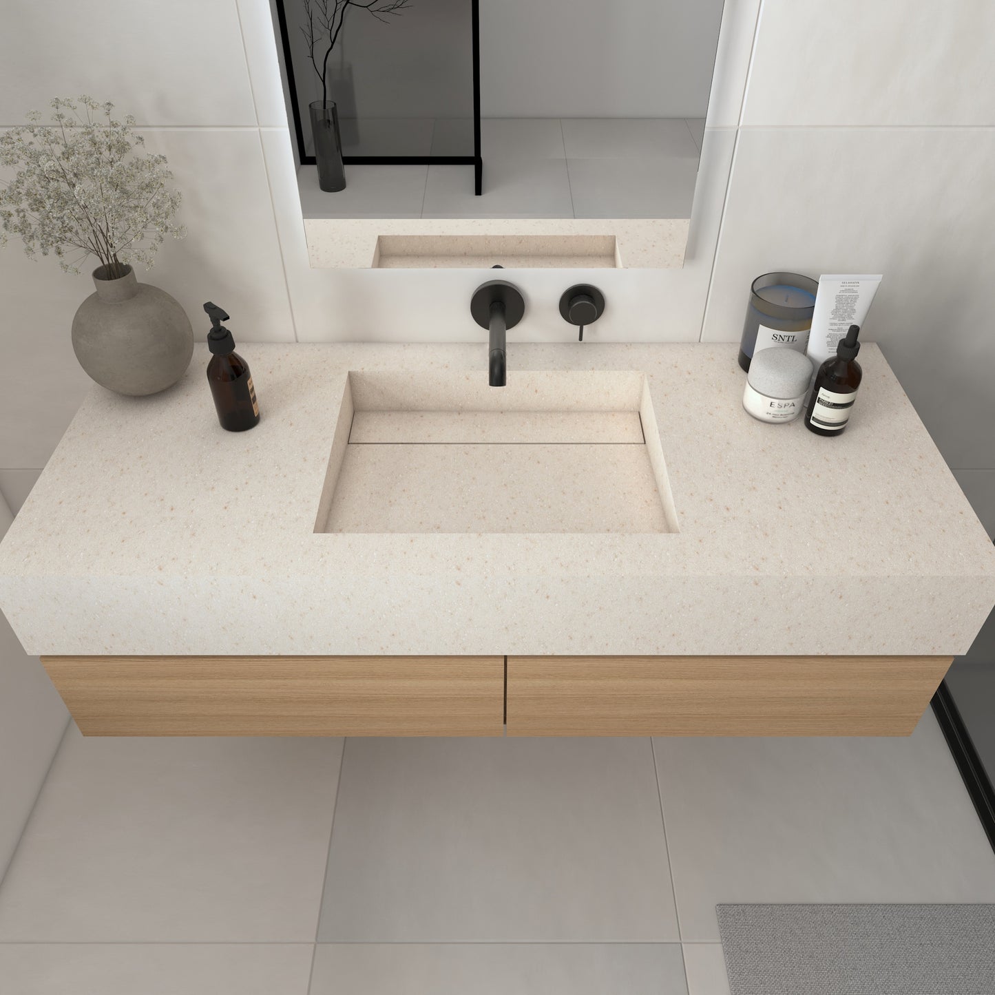 Júpiter Prestige Edge - Lavatório Simples Suspenso em Corian®