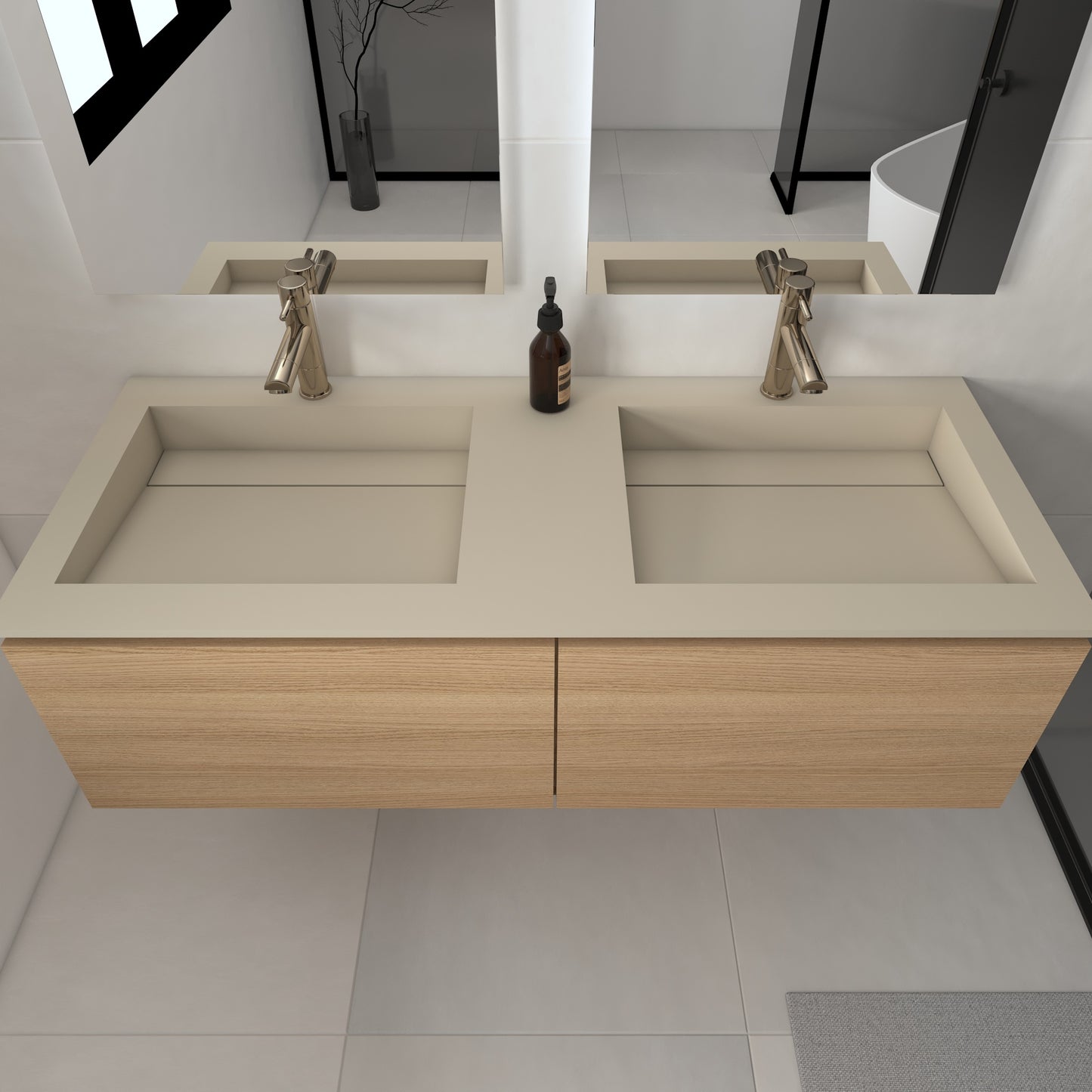 Júpiter Prestige - Lavatório Duplo Suspenso em Corian®