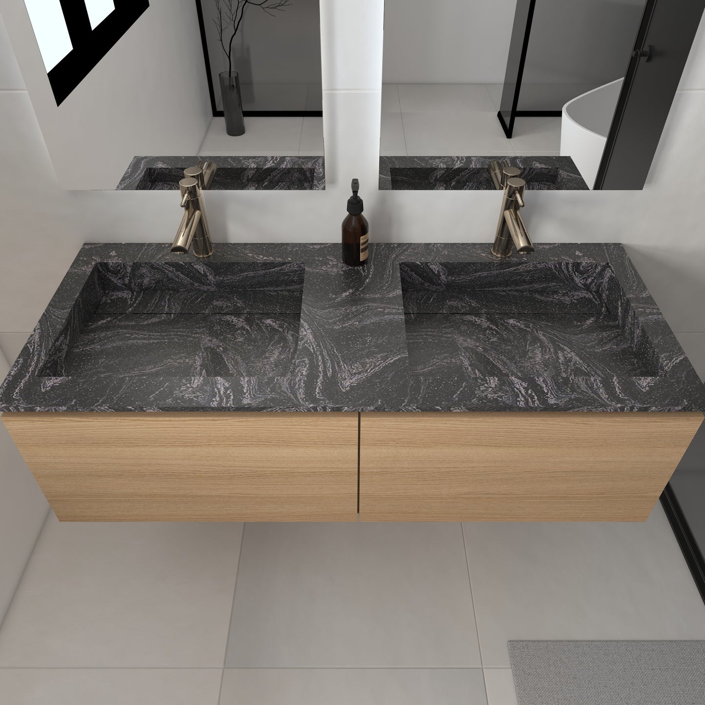 Júpiter Prestige - Lavatório Duplo Suspenso em Corian®