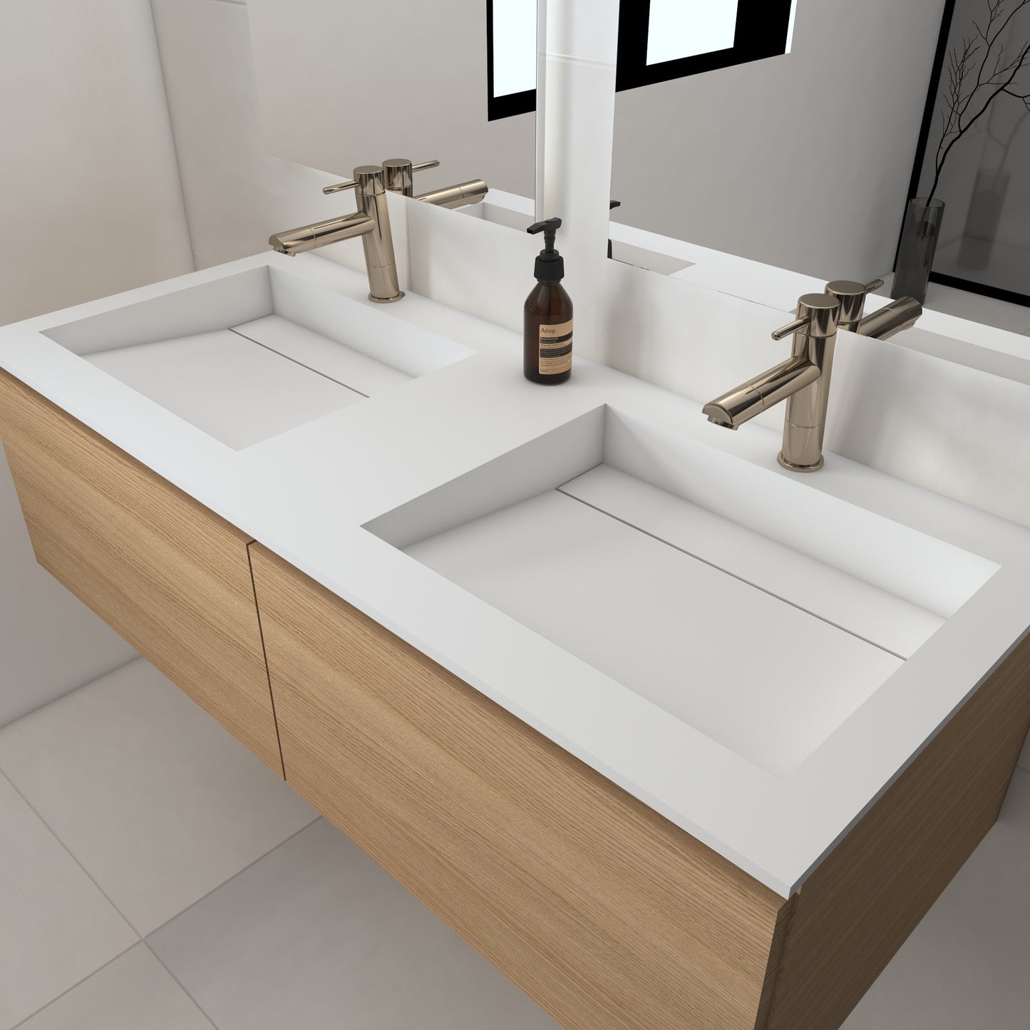 Júpiter Prestige - Lavatório Duplo Suspenso em Corian®