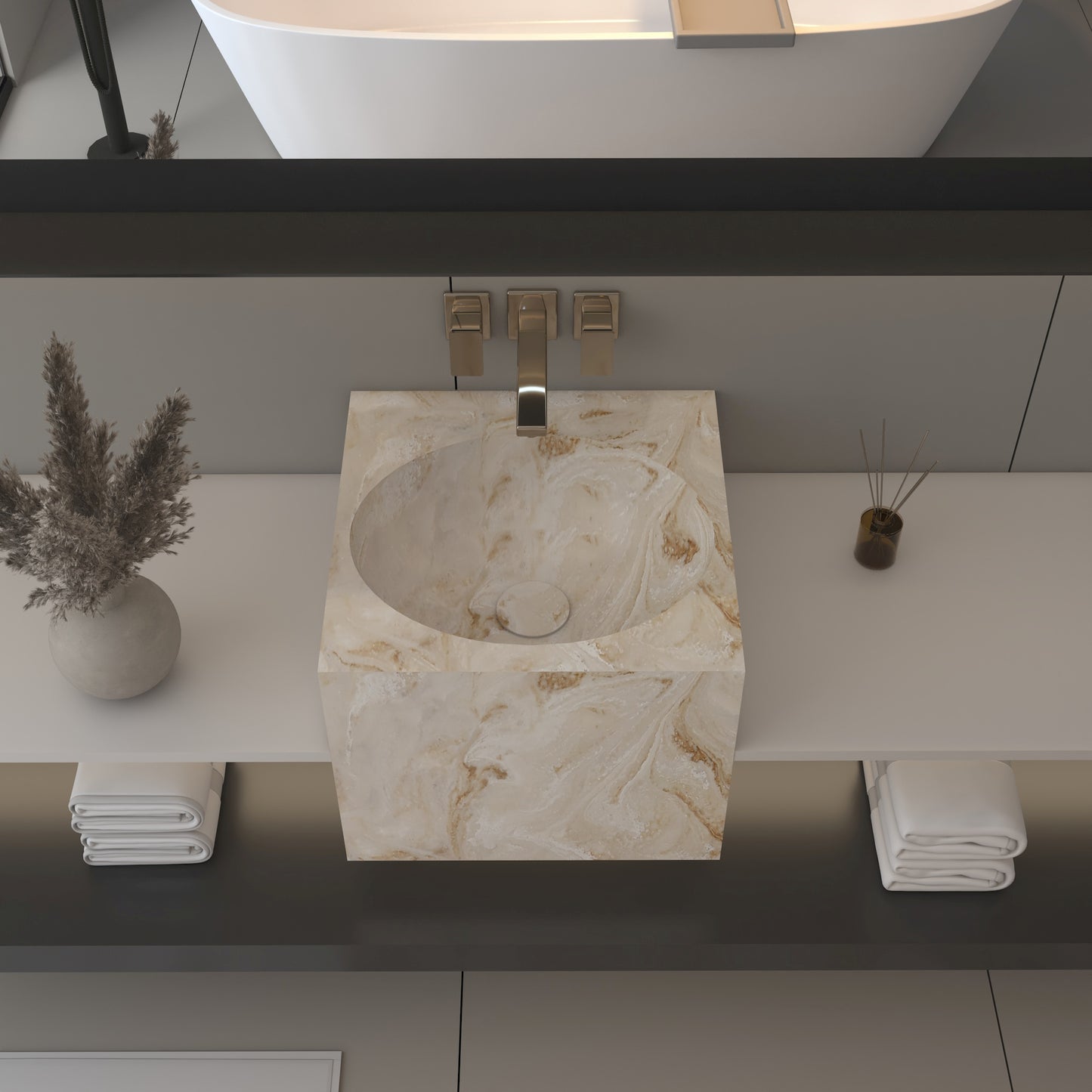 Vulcano Essence Deep - Lavatório Suspenso | Tamanho Mini em Corian®
