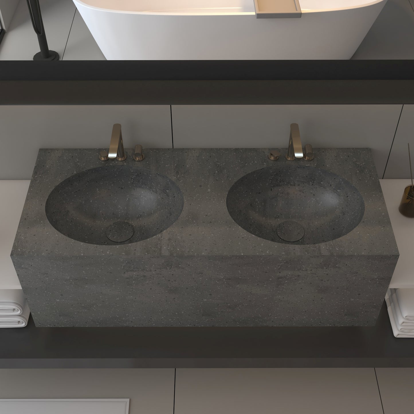 Vulcano Prestige Deep - Lavatório Duplo Suspenso em Corian®