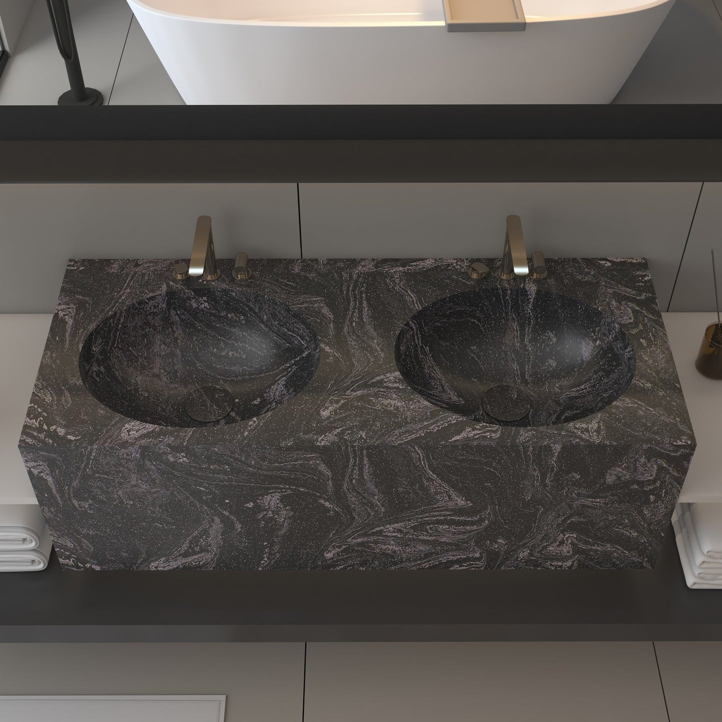 Vulcano Prestige Deep - Lavatório Duplo Suspenso em Corian®