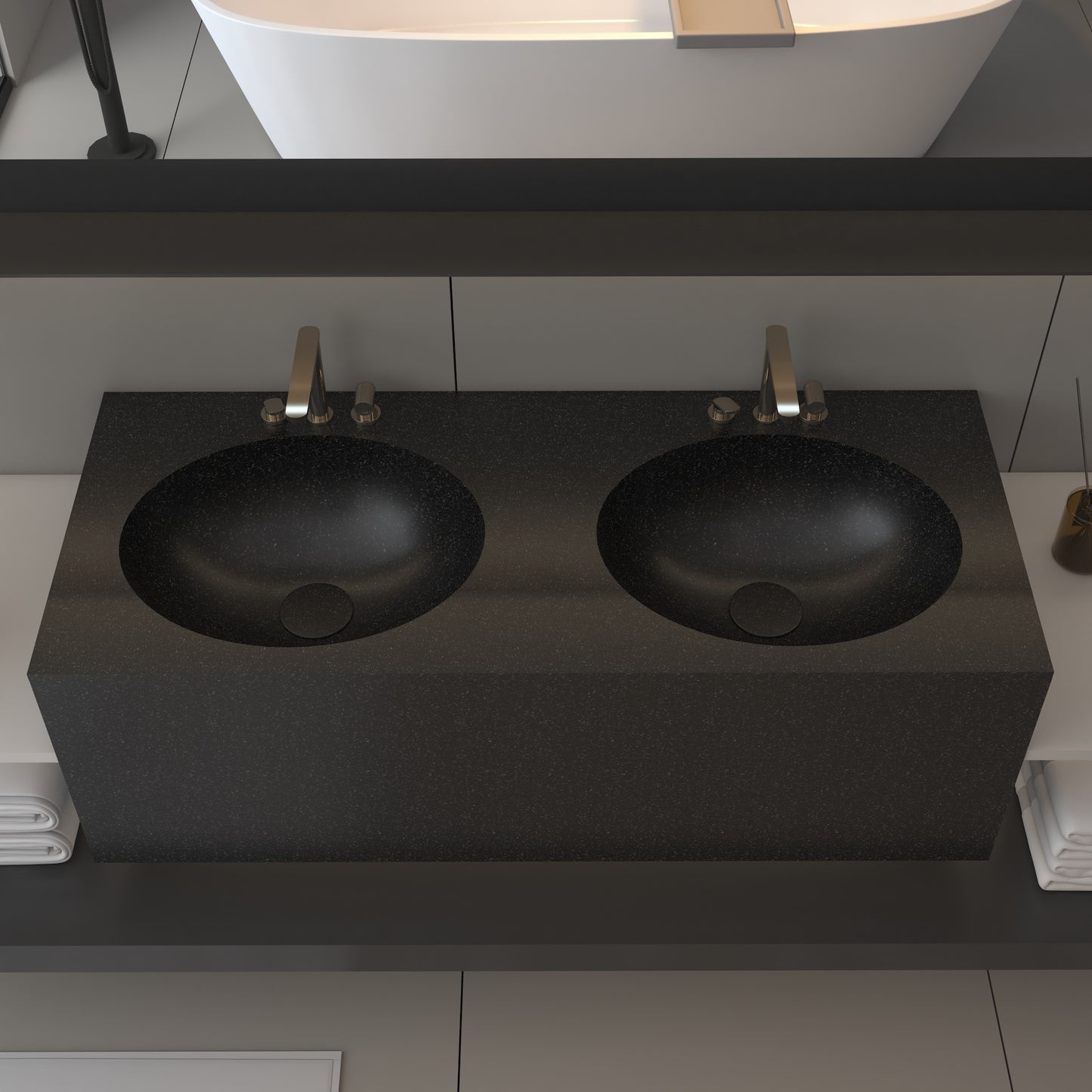 Vulcano Prestige Deep - Lavatório Duplo Suspenso em Corian®
