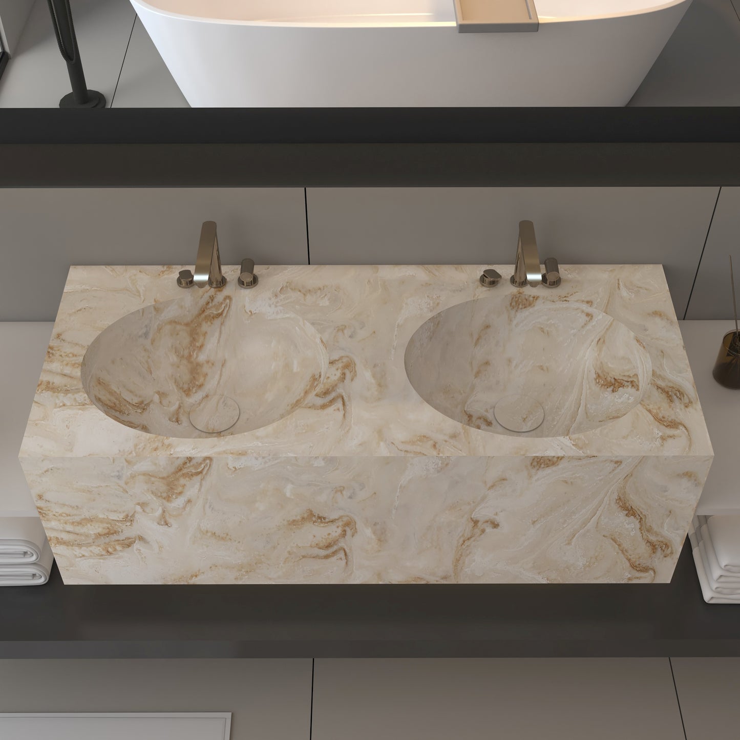 Vulcano Prestige Deep - Lavatório Duplo Suspenso em Corian®