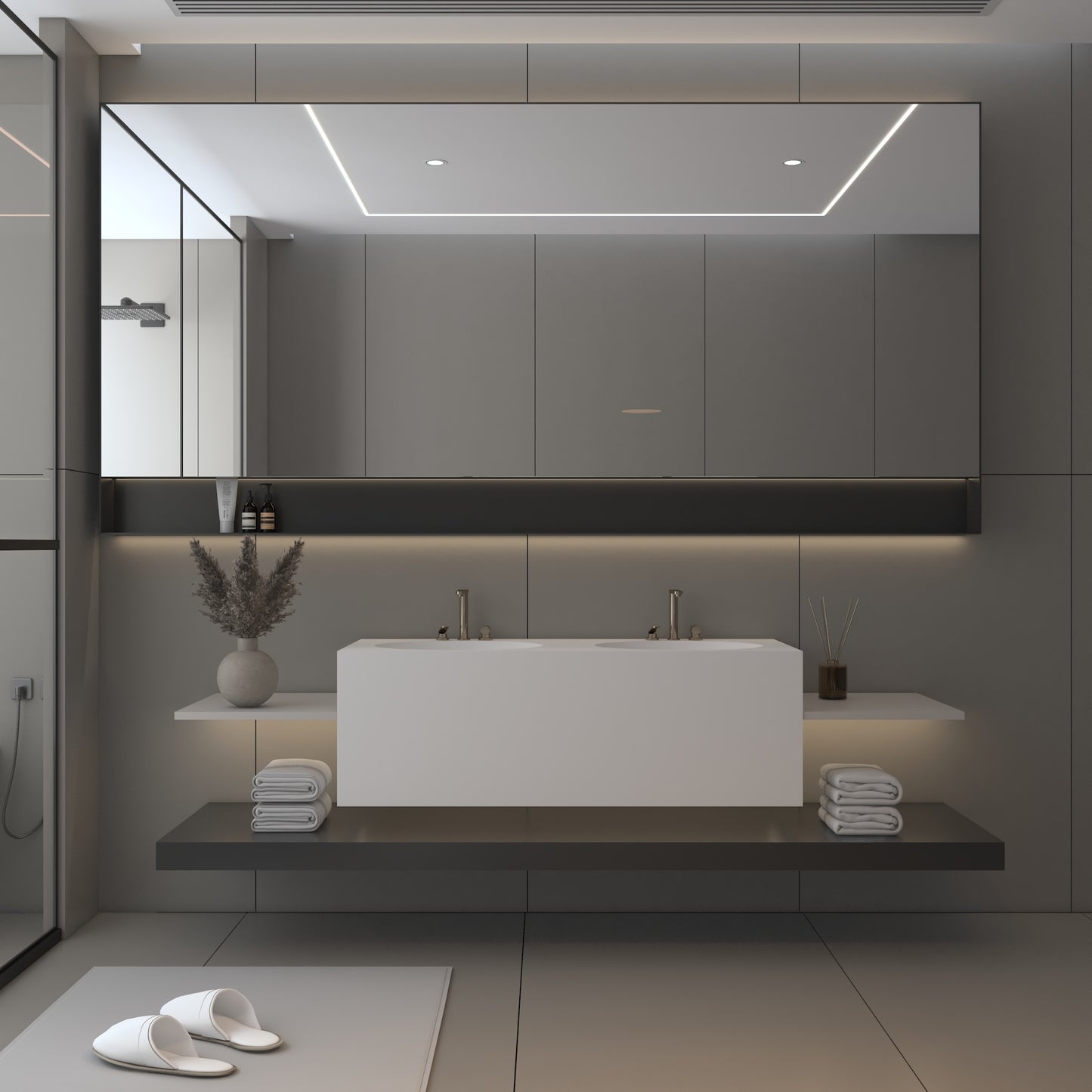 Vulcano Prestige Deep - Lavatório Duplo Suspenso em Corian®