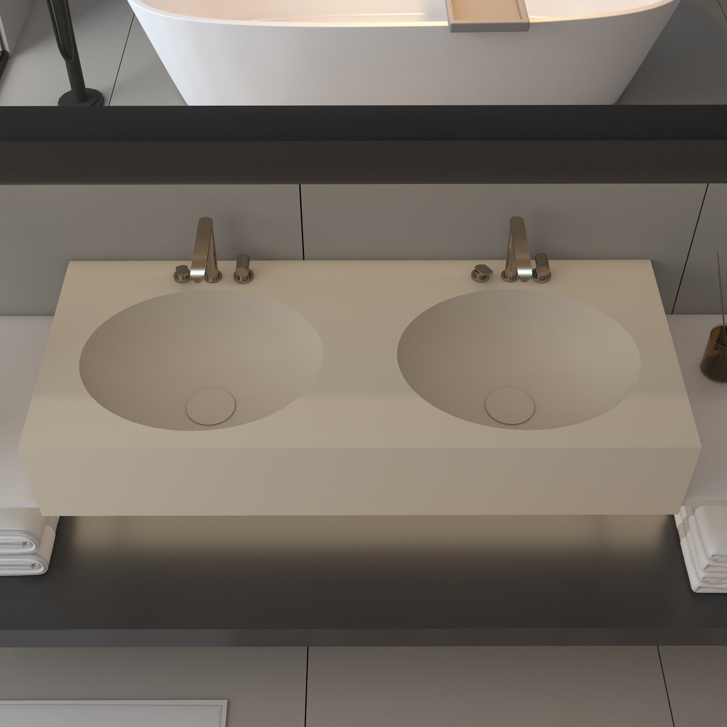 Vulcano Prestige Edge - Lavatório Duplo Suspenso em Corian®