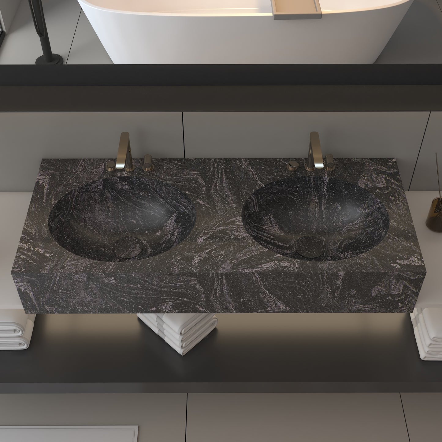Vulcano Prestige Edge - Lavatório Duplo Suspenso em Corian®