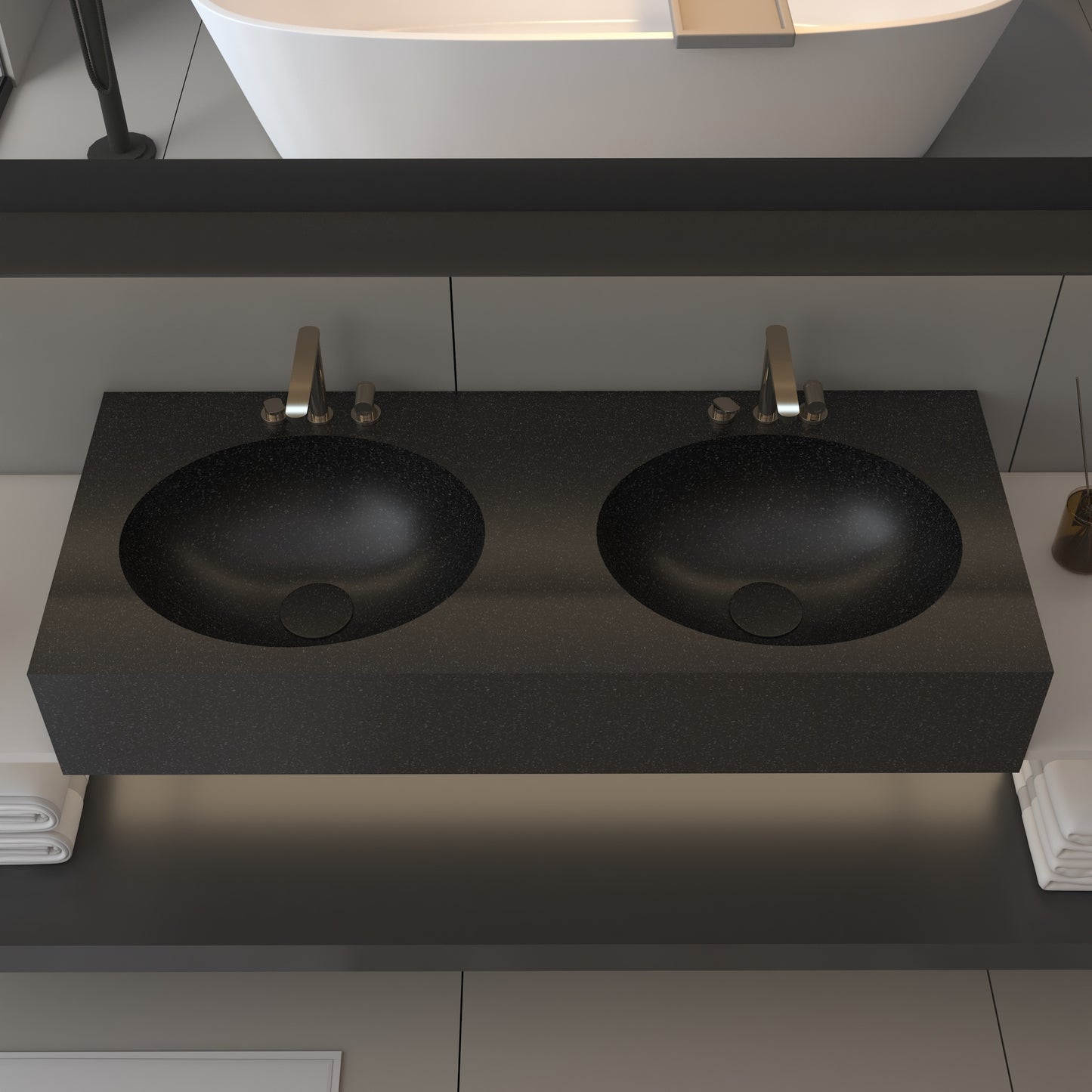 Vulcano Prestige Edge - Lavatório Duplo Suspenso em Corian®