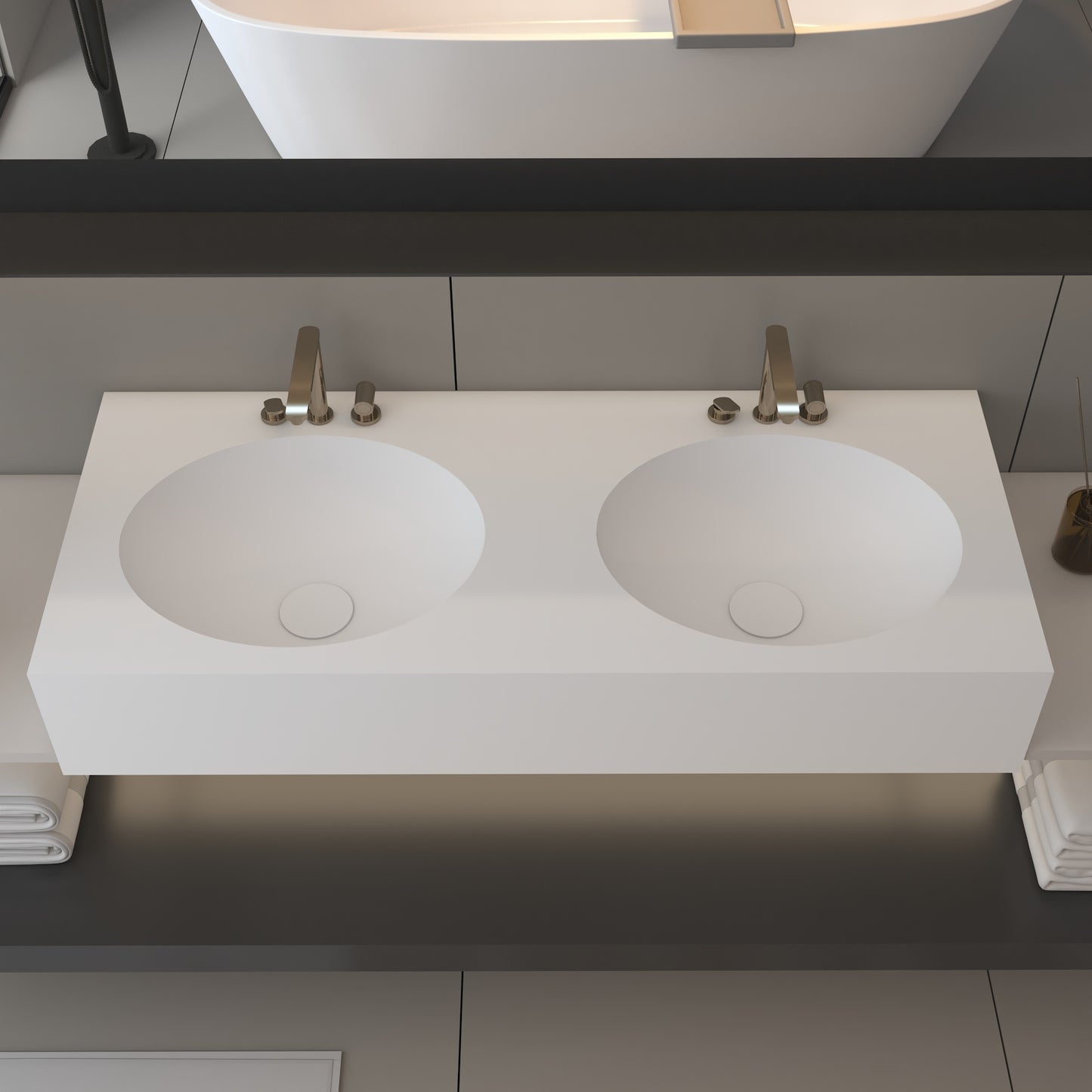 Vulcano Prestige Edge - Lavatório Duplo Suspenso em Corian®