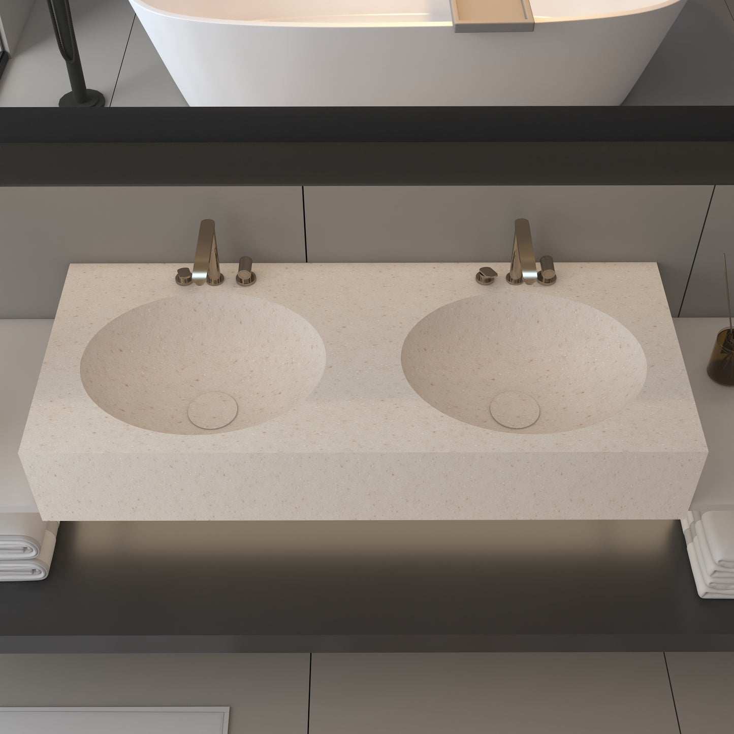 Vulcano Prestige Edge - Lavatório Duplo Suspenso em Corian®