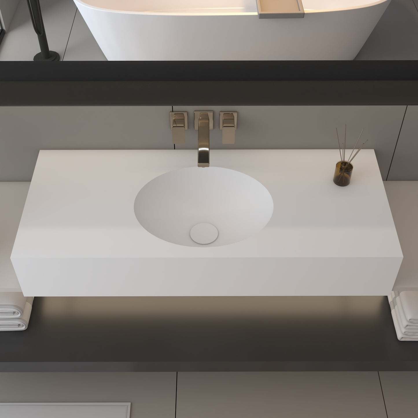 Vulcano Prestige Edge - Lavatório Simples Suspenso em Corian®