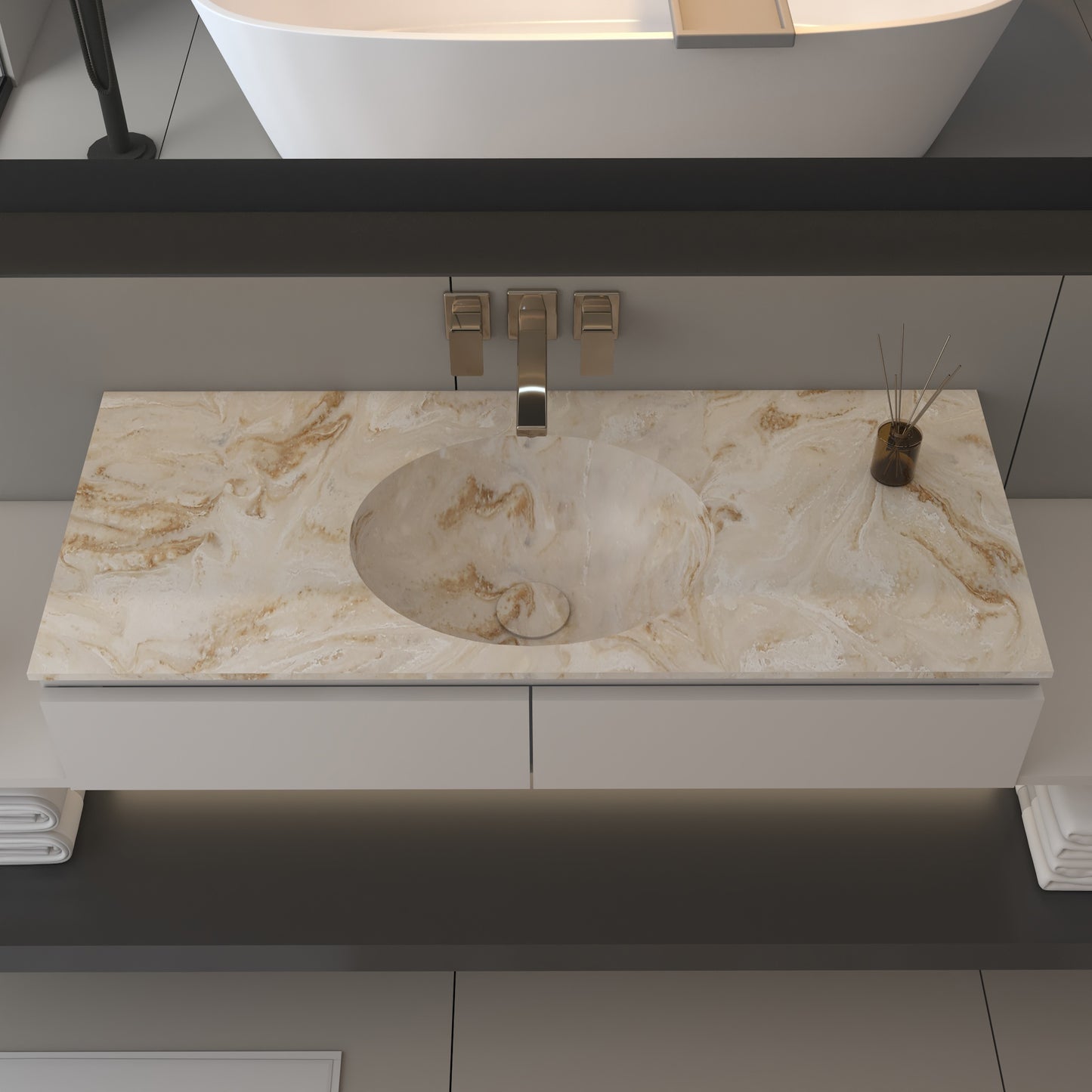 Vulcano Prestige - Lavatório Simples de Encastre em Corian®